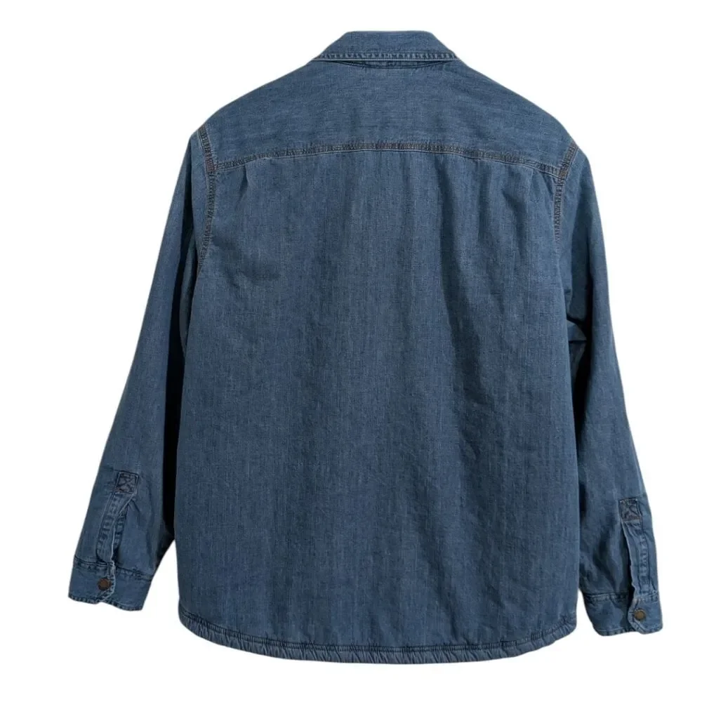 L.L.Bean Mens 1912 Heritage Lined Shirt Jac Jacket Medium Reg Stonewashed Blue